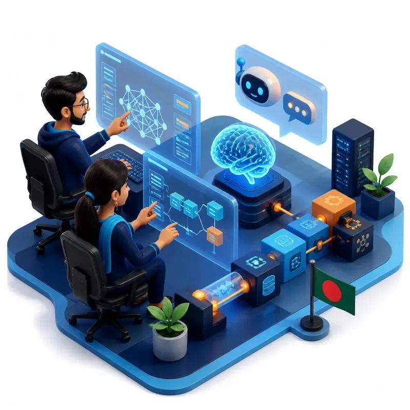 AI development company in Bangladesh: engineers building machine learning and LLM chatbot systems in Dhaka