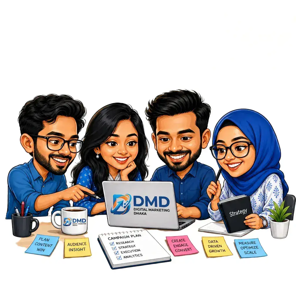 DMD digital marketing team collaborating in Dhaka on SEO, ads and social campaigns