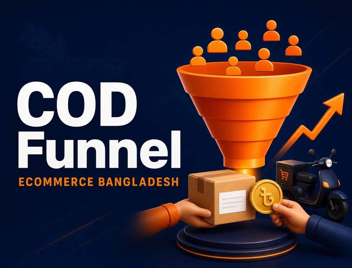 Caricature of a Dhaka eCommerce operator managing a COD delivery funnel