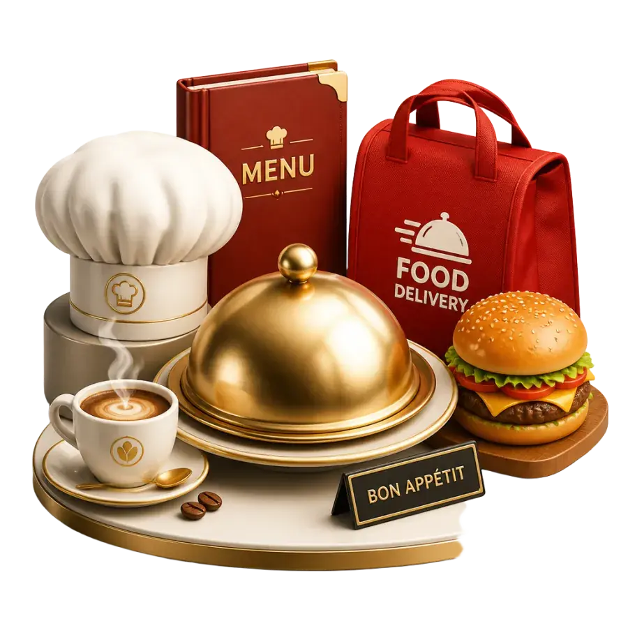 Restaurant digital marketing in Dhaka – storefront, biryani and food delivery scooter