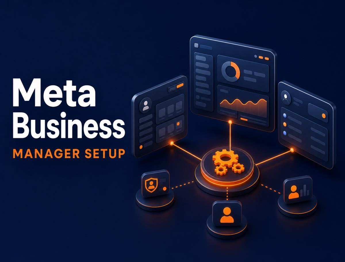 Caricature of a Dhaka media buyer configuring Meta Business Manager, Pixel and CAPI dashboards