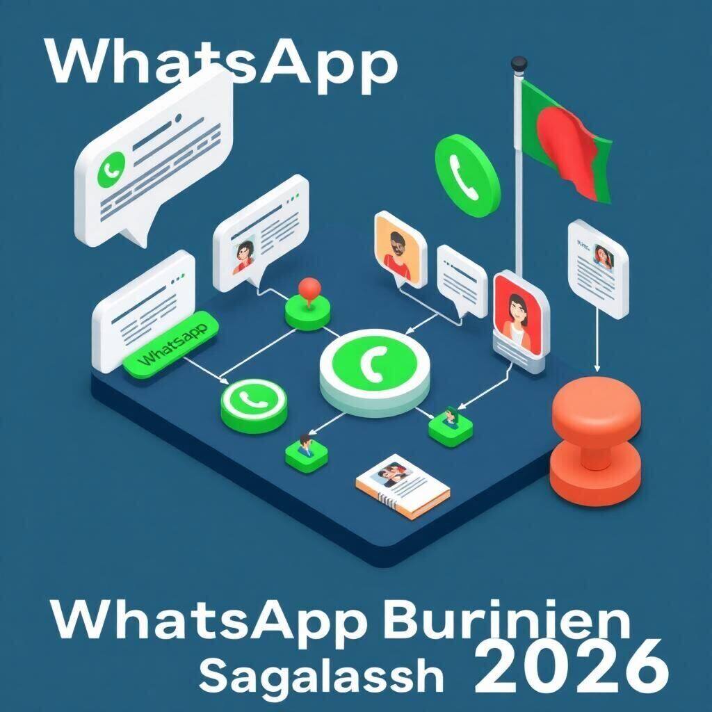 Isometric illustration of WhatsApp Business marketing automation for Bangladesh – chat bubbles, flow diagram, and customer conversations